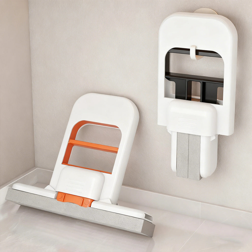 Portable squeezing sponge mop