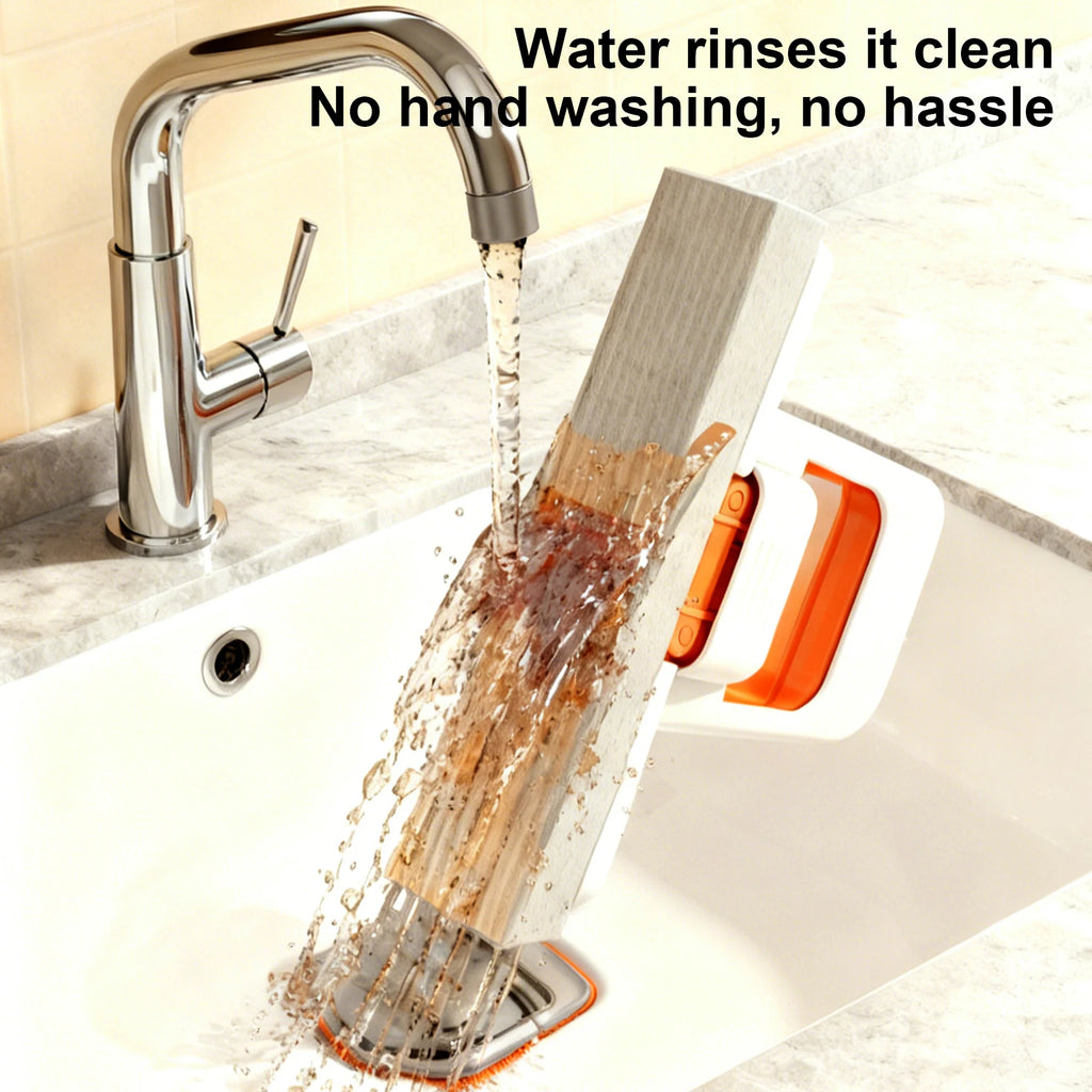 Portable squeezing sponge mop