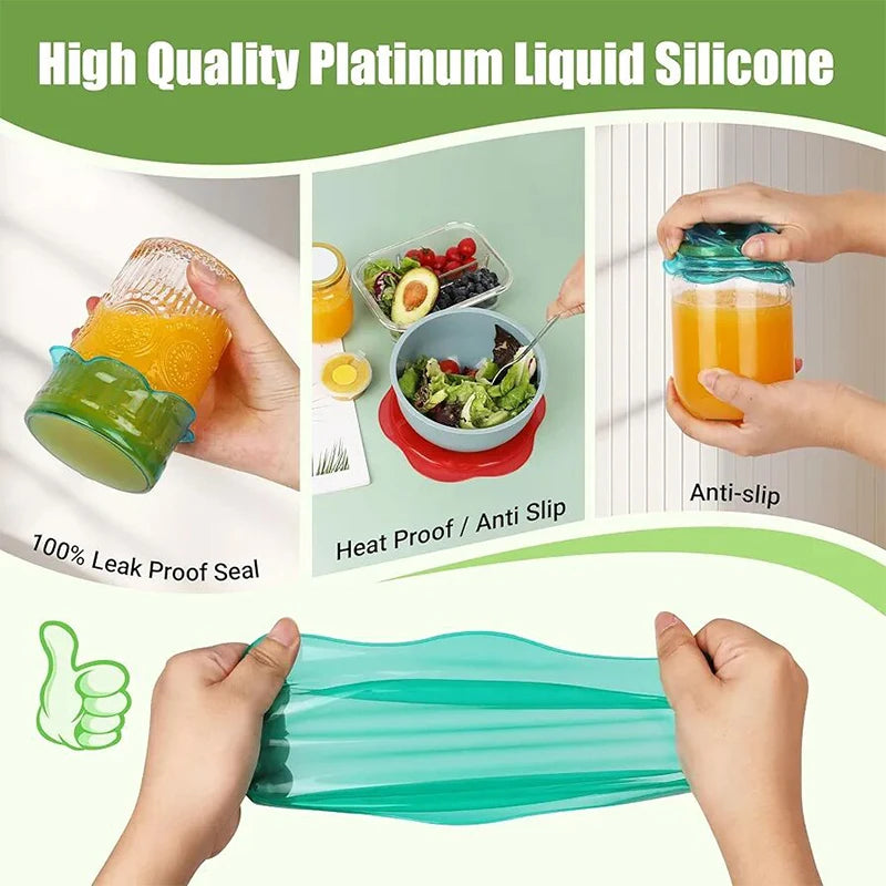 Flower-shaped silicone stretch lids(Pack of 3 Different Sizes)