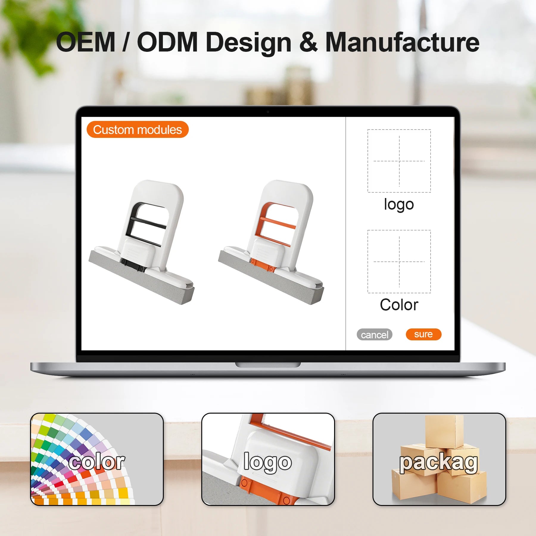 Portable squeezing sponge mop