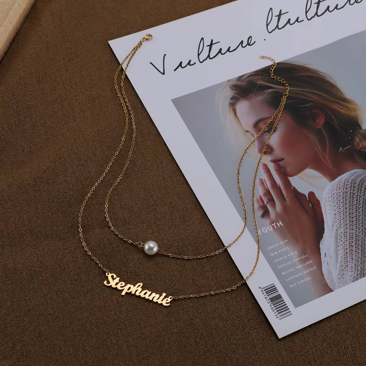 Single Pearl Name Necklace