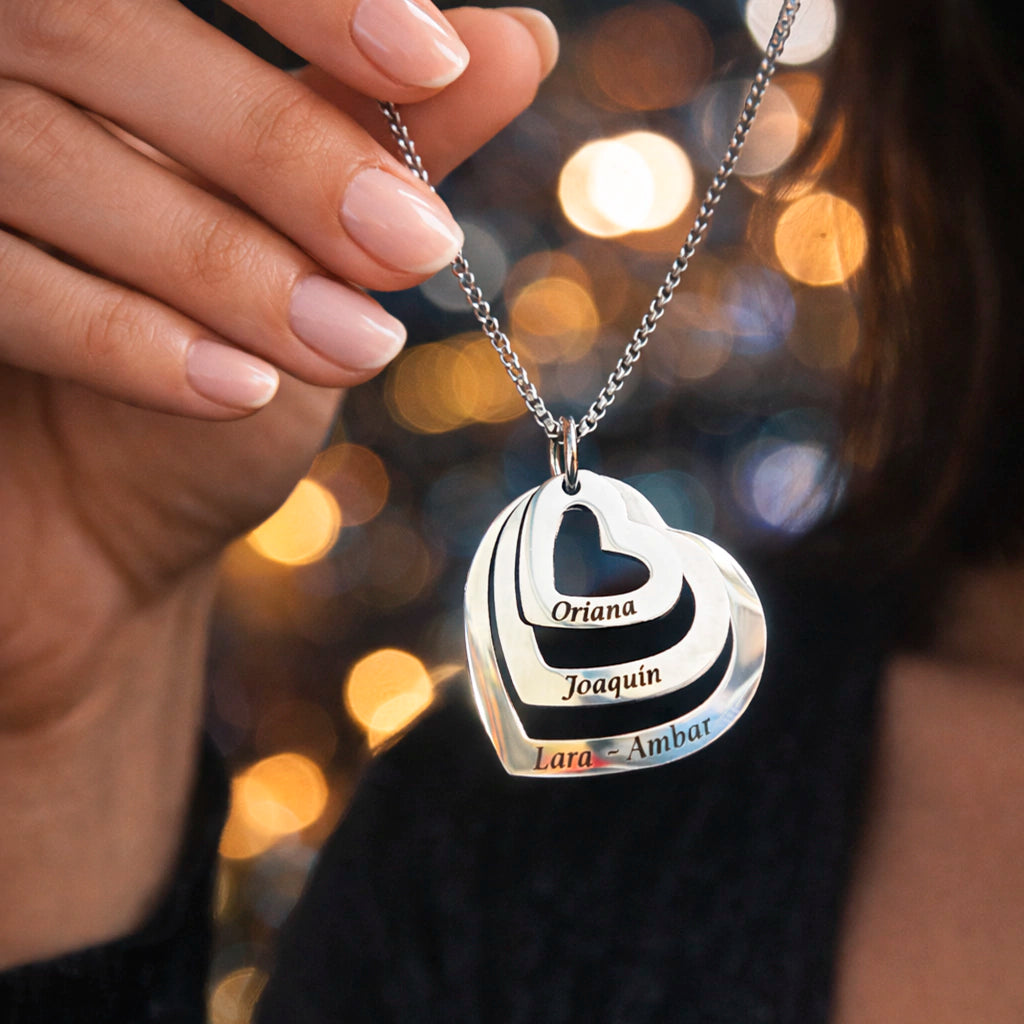 The Three Hearts Name Necklace